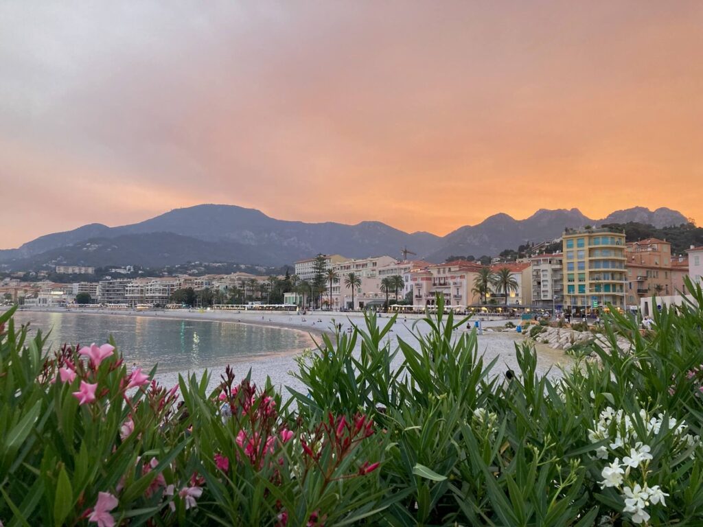 summer solstice orange sunset in the south of france